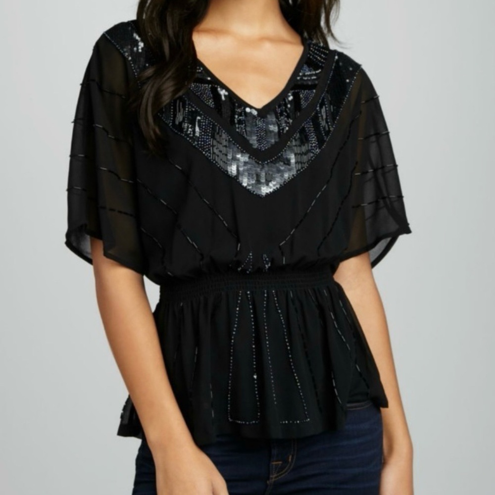 Heartloom Marilyn Beaded Top Black S (Original price $228)